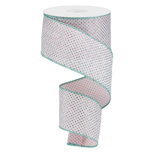 Pale Pink / Robins Egg Blue Micro Dot Ribbon - My Christmas