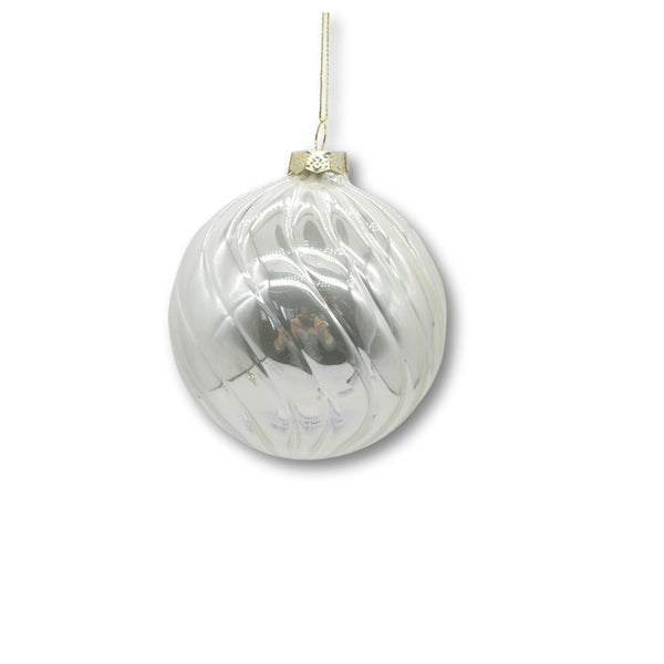 Pearl White Glass Bauble Ornament My Christmas