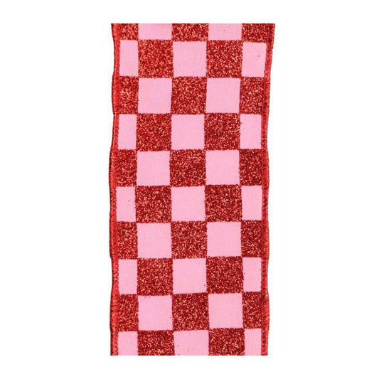 Pink/Red Check Ribbon. - My Christmas