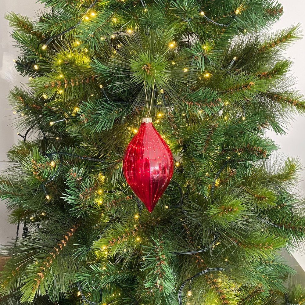 Raspberry Glass Long Drop Ornament - My Christmas
