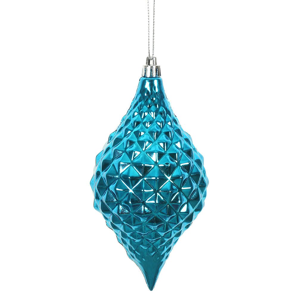 Turquoise Shiny Diamond Drop Ornament - My Christmas