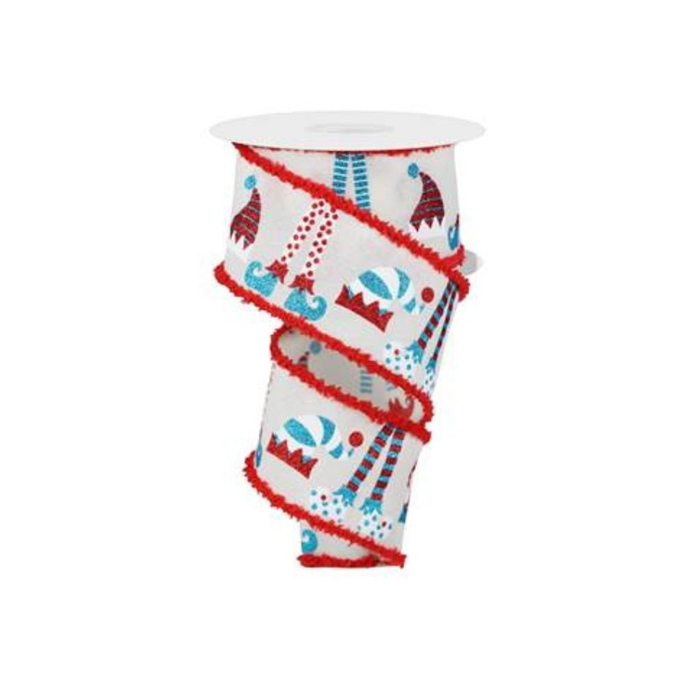 White and Red Elf Ribbon - My Christmas