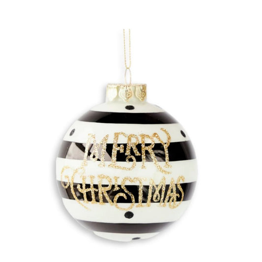 White & Black Merry Christmas Bauble - My Christmas