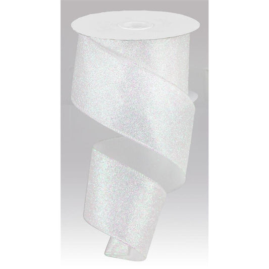 White Iridescent Glitter Ribbon - My Christmas