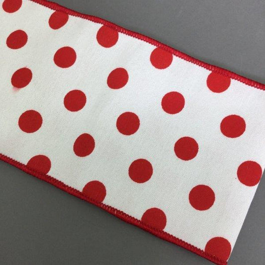 White Satin Red Dots Ribbon - My Christmas