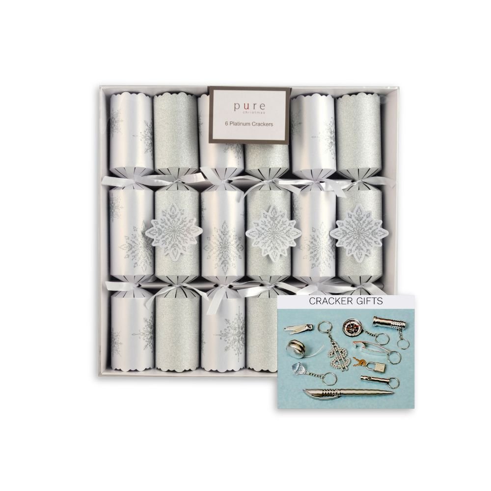 White Silver Crackers, Pack of 6 - My Christmas