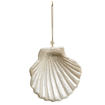 Ivory Glitter Clam Shell Ornament - My Christmas