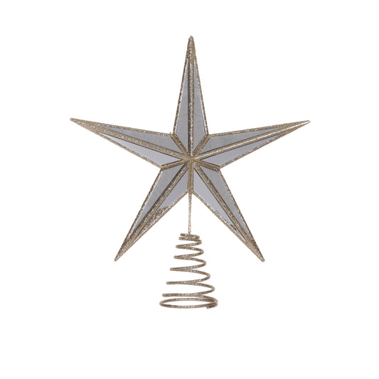 5 Point Mirrored Tree Topper Star Champagne - My Christmas