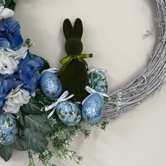 Blue Blossom Bunny Wreath