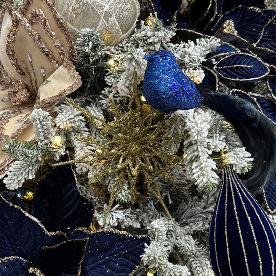 Blue Glitter and Jewel Clip-on Bird My Christmas