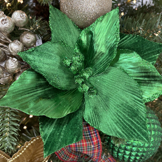 Bright Emerald Poinsettia with Clip My Christmas