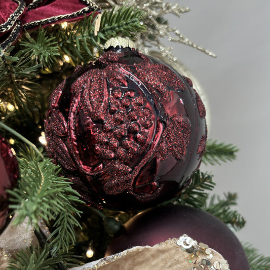 Burgundy Berry Glass Bauble