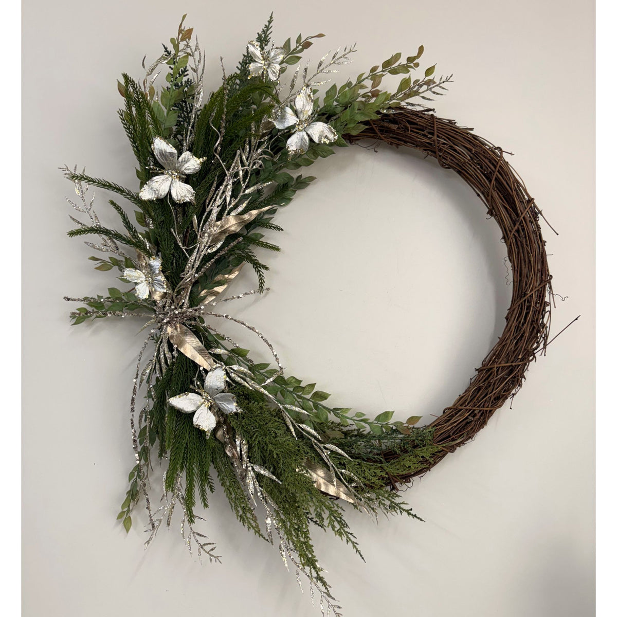 Champagne Butterfly Vine Wreath - 50cm