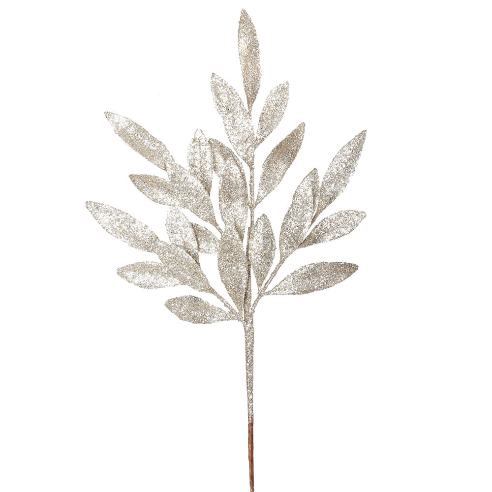 Champagne Glitter Bay Leaf Spray