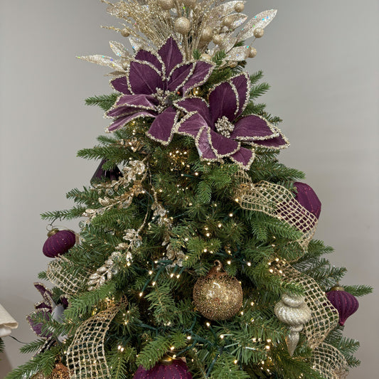 Champagne Glitter Bay Leaf Spray - My Christmas