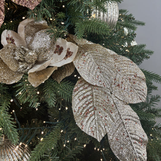 Champagne Glitter Leaf Spray My Christmas