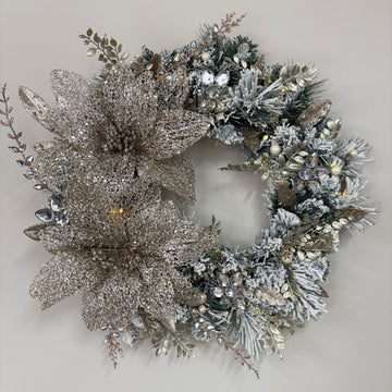 Champagne Splendour Flocked Wreath - 45cm