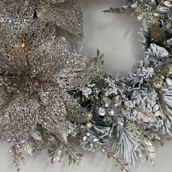 Champagne Splendour Flocked Wreath - 45cm