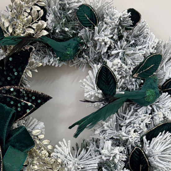 Emerald Envy Flocked Wreath - 45cm