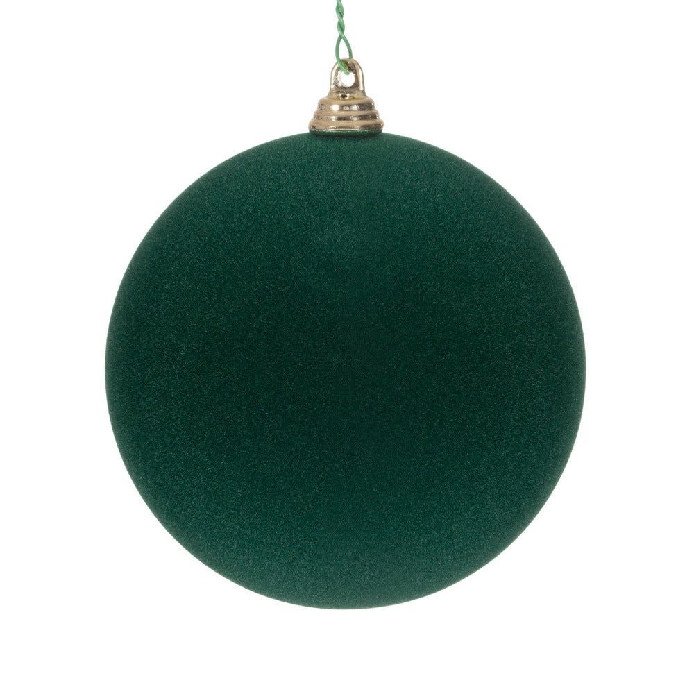 Emerald Green Flocked Bauble - Various Sizes
