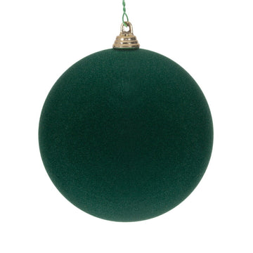 Emerald Green Flocked Bauble - Various Sizes