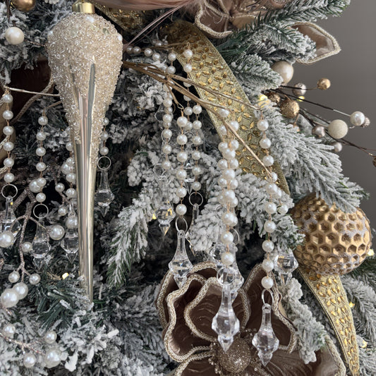 Gold Pearl Weeping Acrylic Drop Ornament Spray