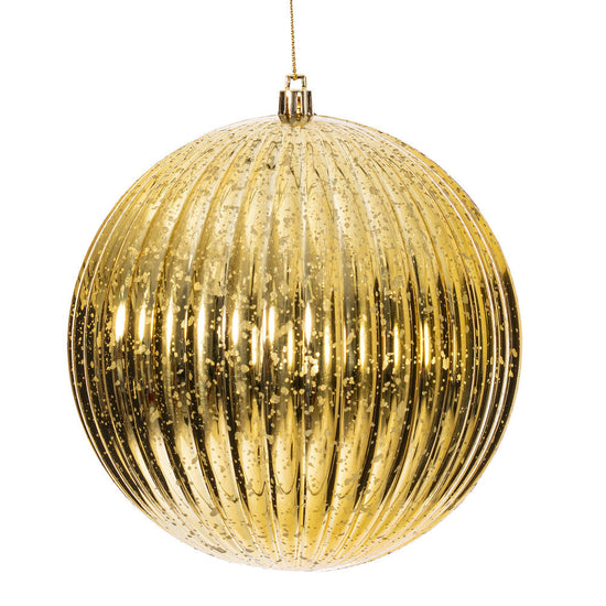 Gold Shiny Lined Mercury Bauble - Various Sizes