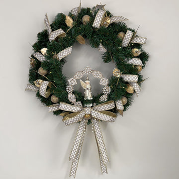 Golden Whispers Santa Wreath - 45cm