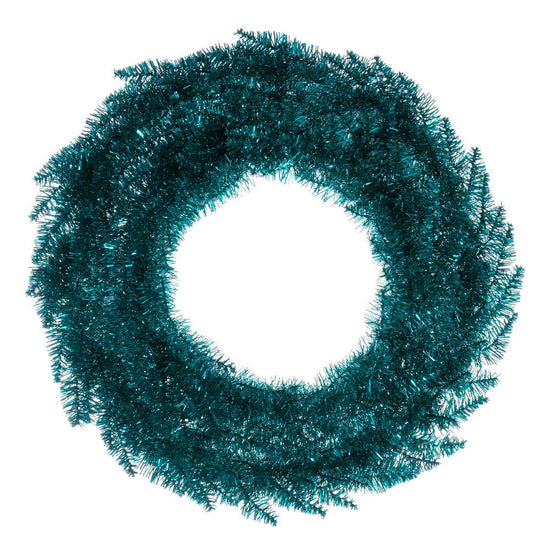 Aqua Tinsel Fir Wreath - 60cm