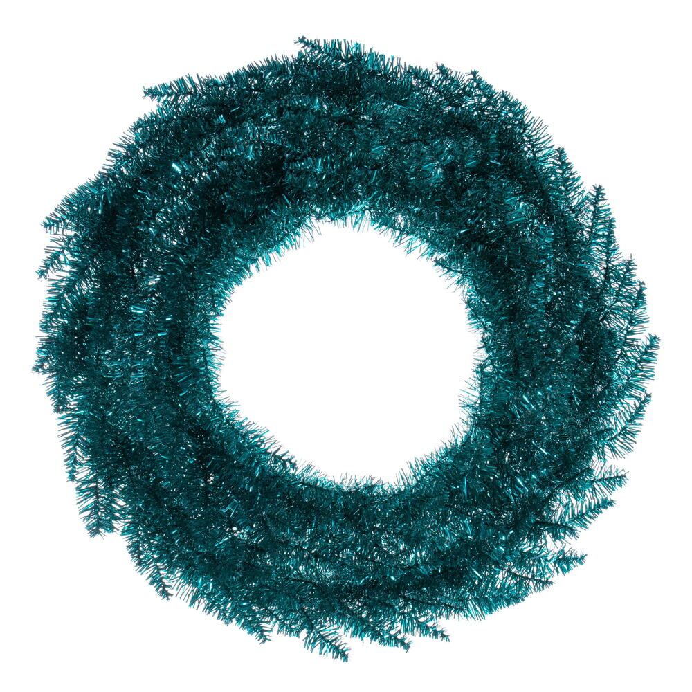 Aqua Tinsel Fir Wreath - 60cm