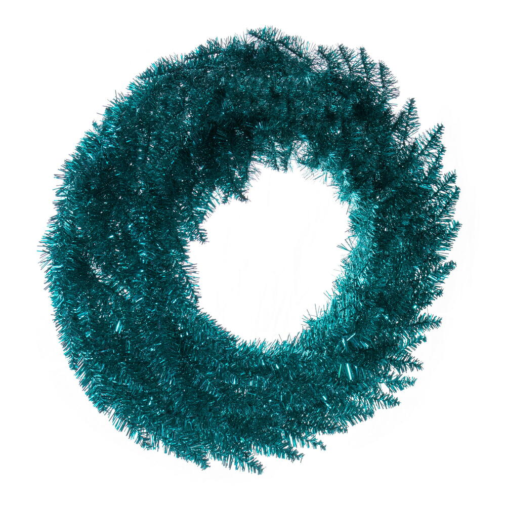 Aqua Tinsel Fir Wreath - 60cm
