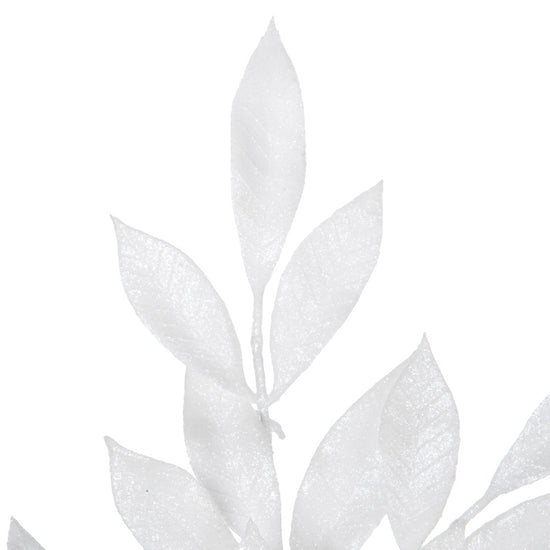 White Glitter Bay Leaf Spray
