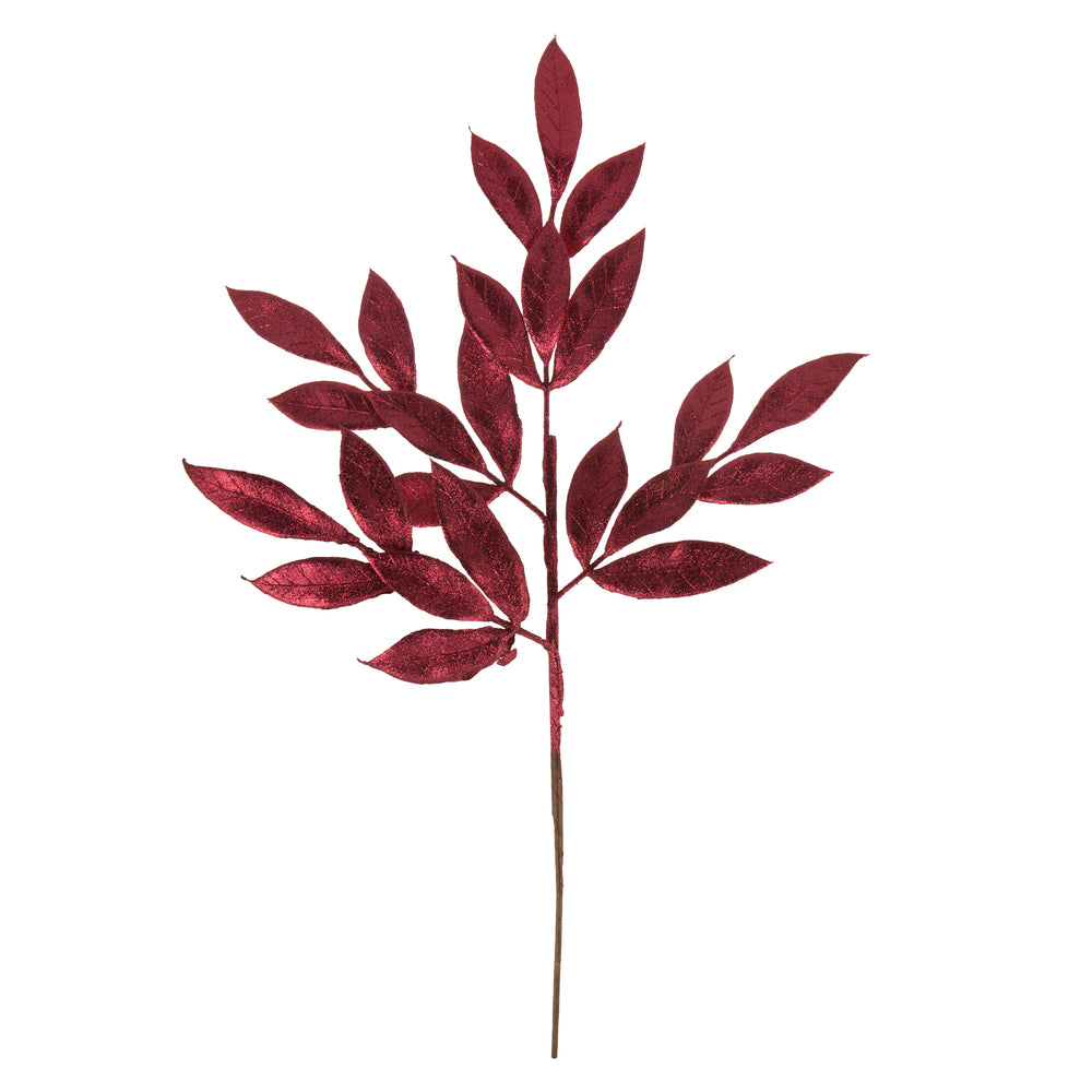 Burgundy Glitter Bay Leaf Spray