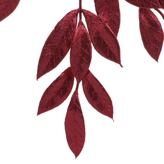 Burgundy Glitter Bay Leaf Spray