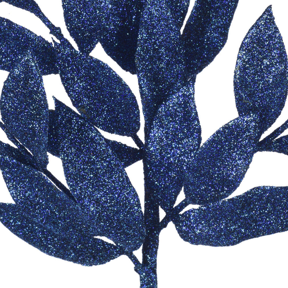 Midnight Blue Glitter Bay Leaf Spray