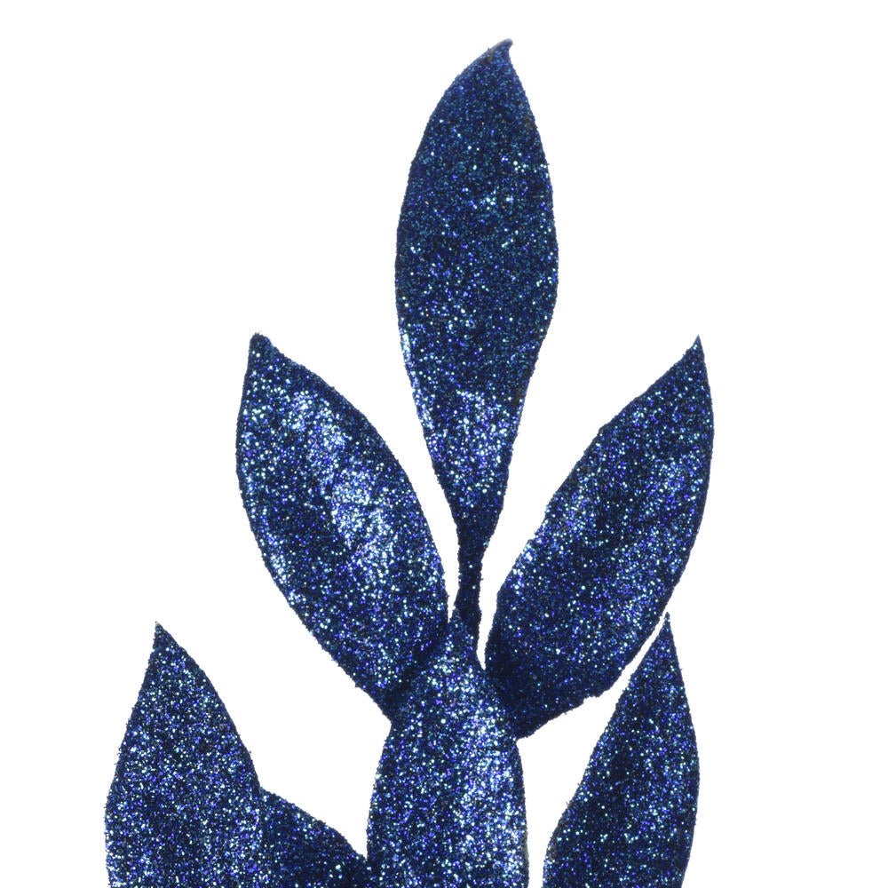 Midnight Blue Glitter Bay Leaf Spray