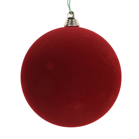 Burgundy Flocked Bauble - Various Sizes
