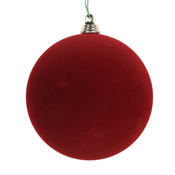 Burgundy Flocked Bauble - Various Sizes