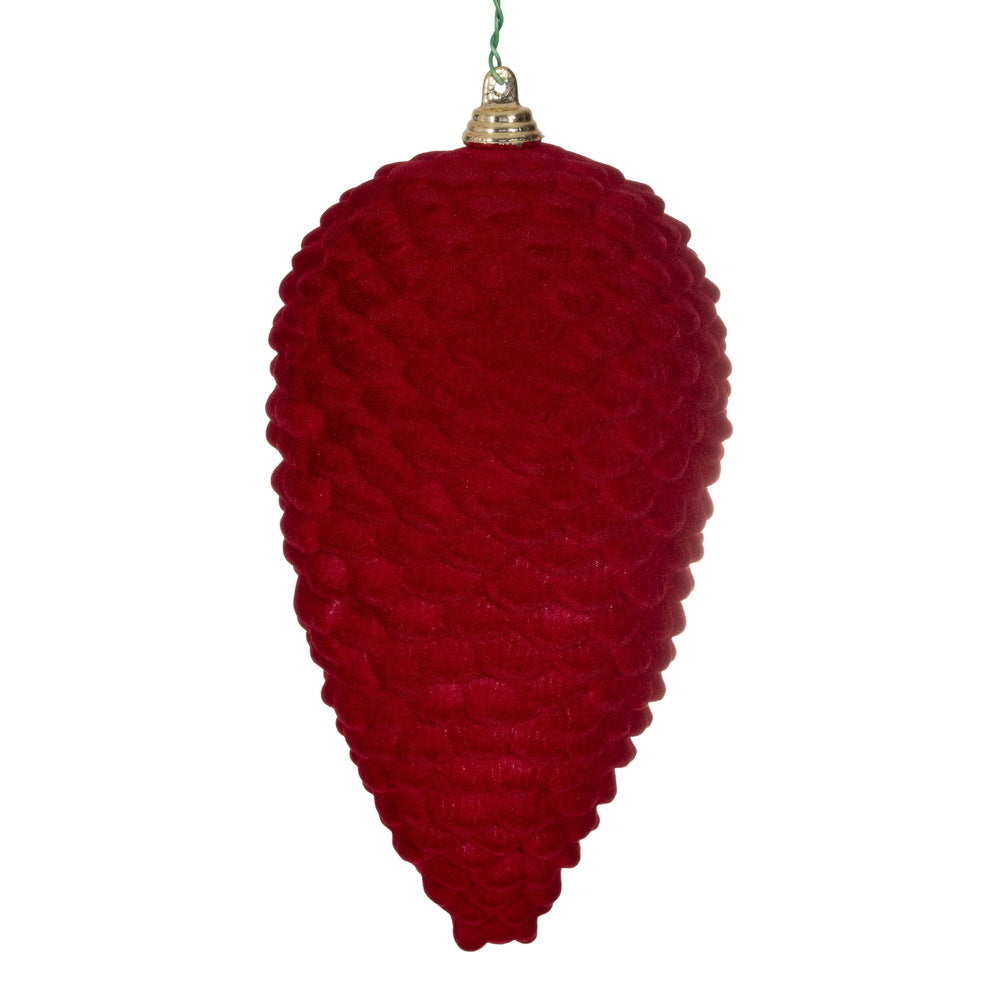 Burgundy Flocked Pinecone Ornament - My Christmas