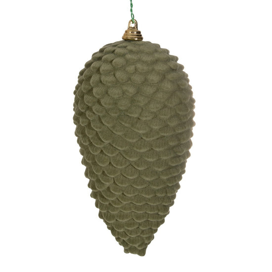 Sage Green Flocked Pinecone Ornament - My Christmas