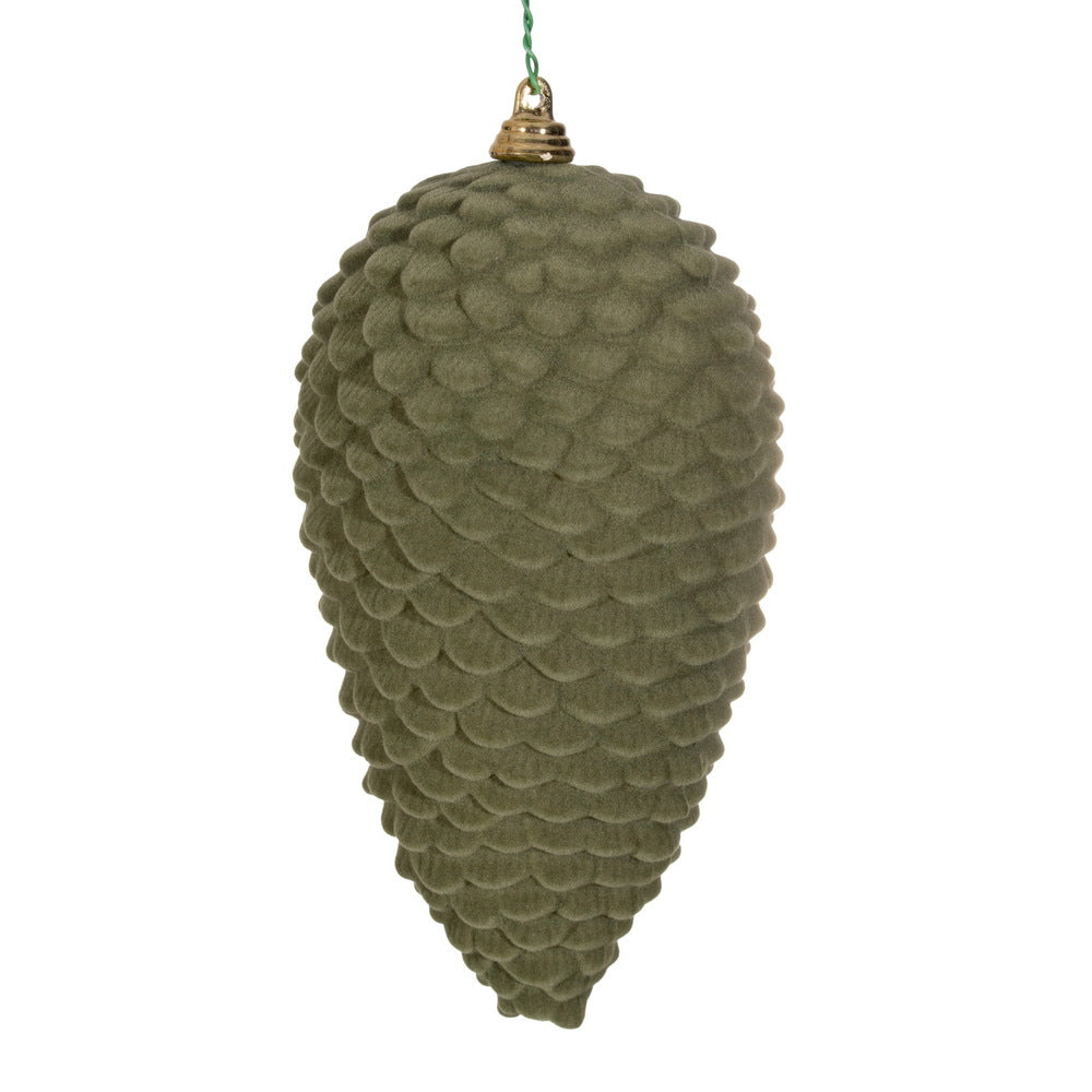 Sage Green Flocked Pinecone Ornament - My Christmas