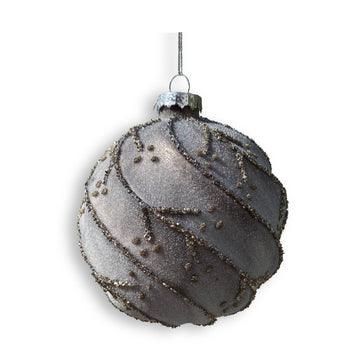 Frosted Pewter Glass Bauble