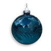 Deep Aqua with Leaf Glass Bauble