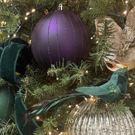 Matte Plum Glitter Bauble