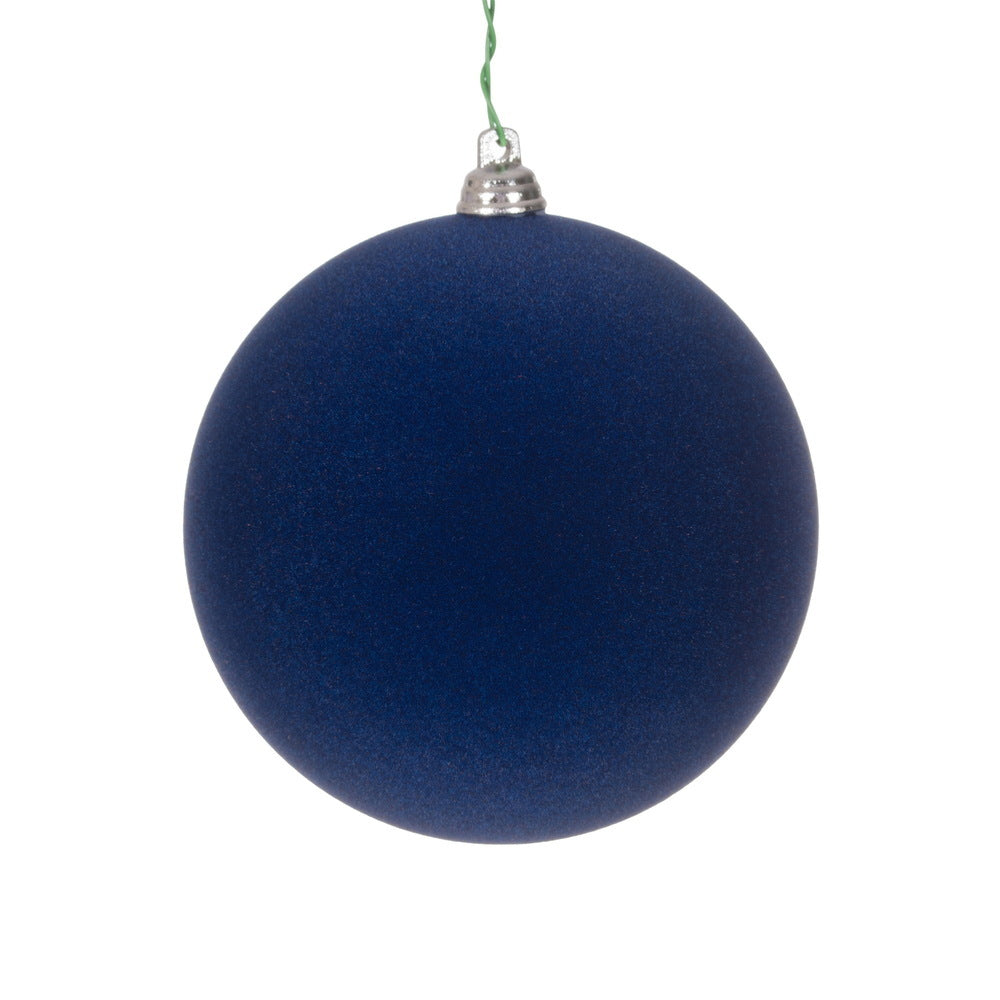 Midnight Blue Flocked Bauble - Various Sizes