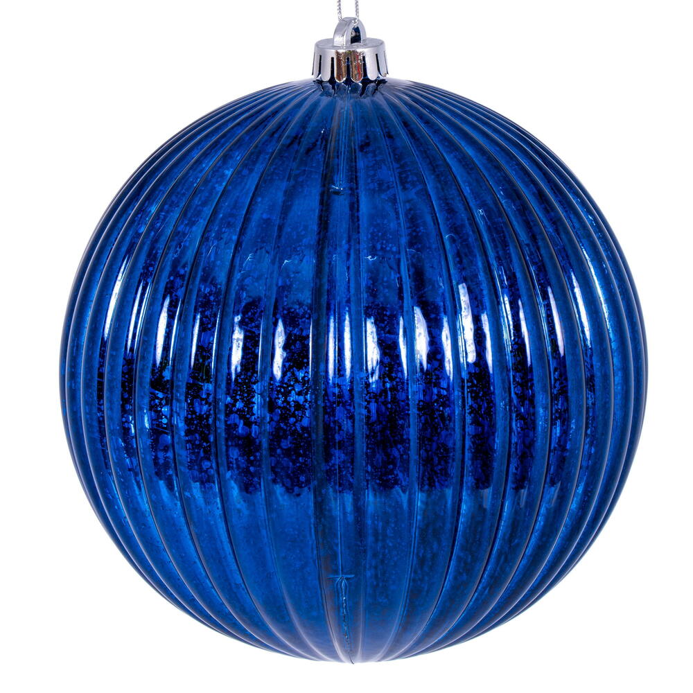 Midnight Blue Shiny Lined Mercury Bauble - Various Sizes