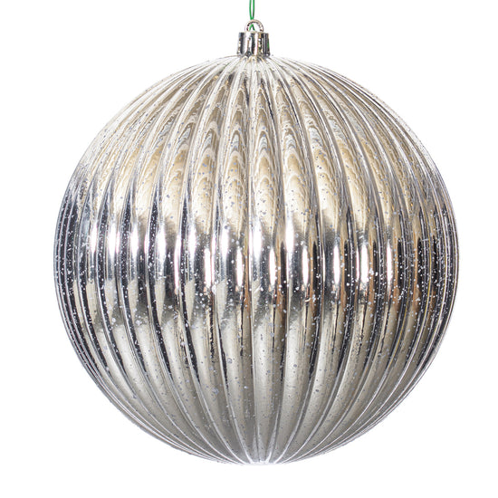 Silver Shiny Lined Mercury Bauble - Various Sizes
