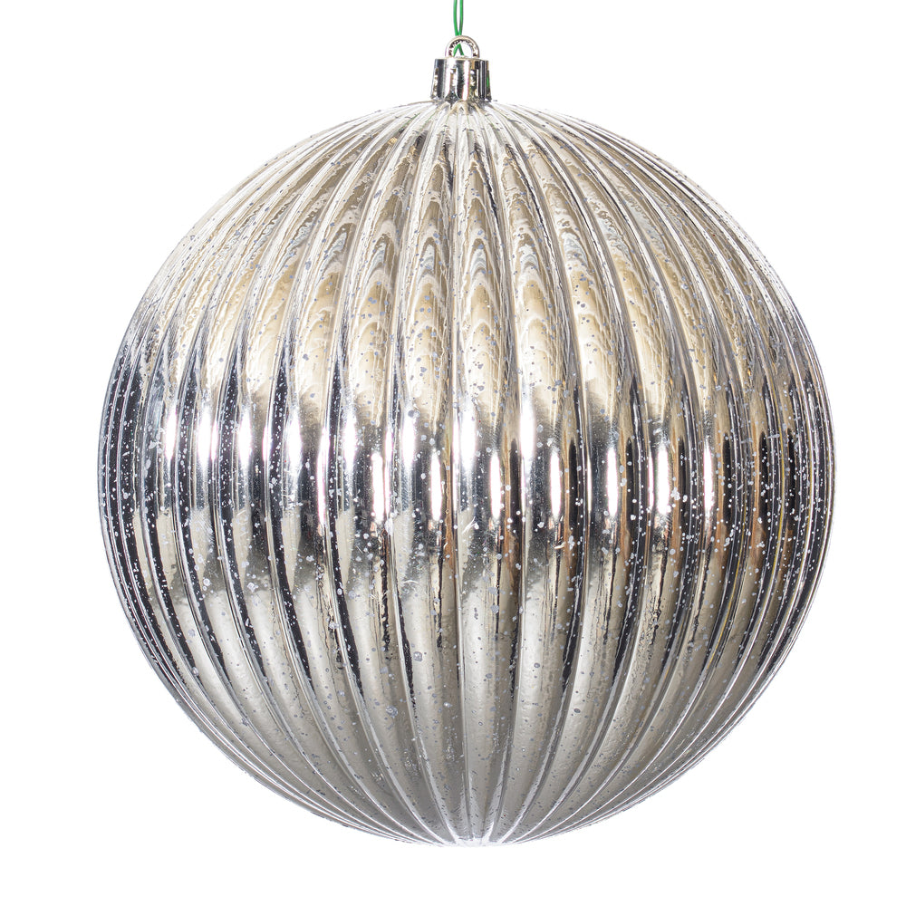 Silver Shiny Lined Mercury Bauble - Various Sizes