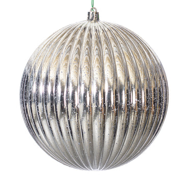 Silver Shiny Lined Mercury Bauble - Various Sizes