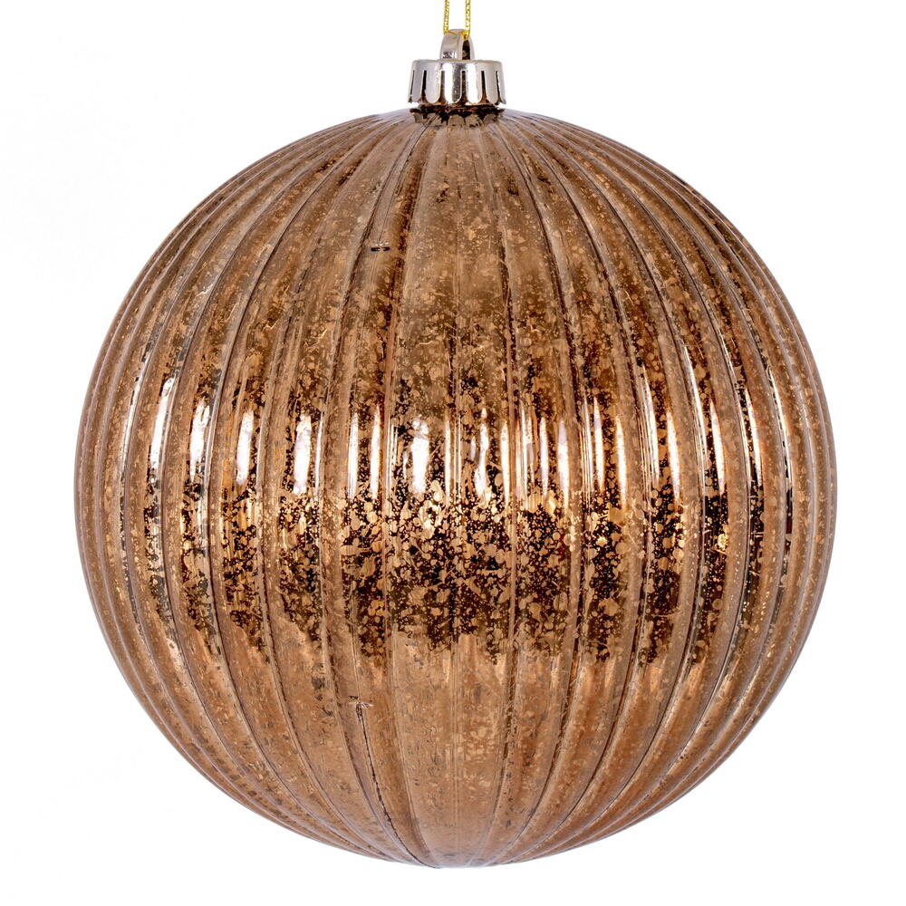 Mocha Shiny Lined Mercury Bauble - Various Sizes